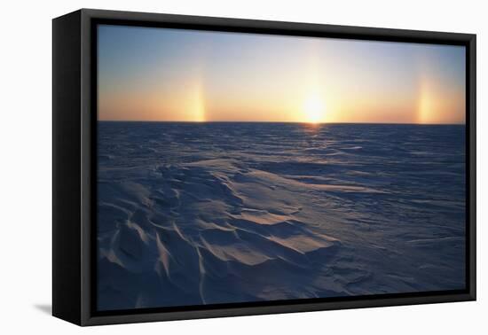 Arctic Coastal Plain, Sundog over Snowy Landscape, Alaska, USA-Hugh Rose-Framed Premier Image Canvas