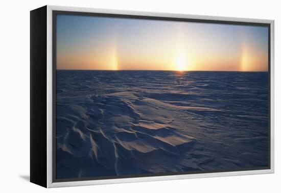 Arctic Coastal Plain, Sundog over Snowy Landscape, Alaska, USA-Hugh Rose-Framed Premier Image Canvas