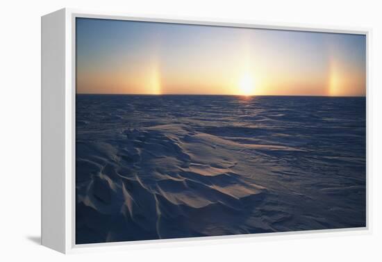 Arctic Coastal Plain, Sundog over Snowy Landscape, Alaska, USA-Hugh Rose-Framed Premier Image Canvas