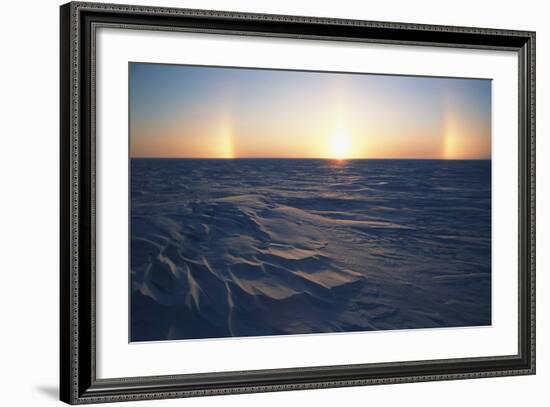 Arctic Coastal Plain, Sundog over Snowy Landscape, Alaska, USA-Hugh Rose-Framed Photographic Print