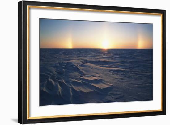 Arctic Coastal Plain, Sundog over Snowy Landscape, Alaska, USA-Hugh Rose-Framed Photographic Print