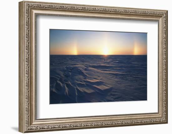 Arctic Coastal Plain, Sundog over Snowy Landscape, Alaska, USA-Hugh Rose-Framed Photographic Print