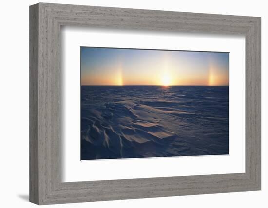 Arctic Coastal Plain, Sundog over Snowy Landscape, Alaska, USA-Hugh Rose-Framed Photographic Print