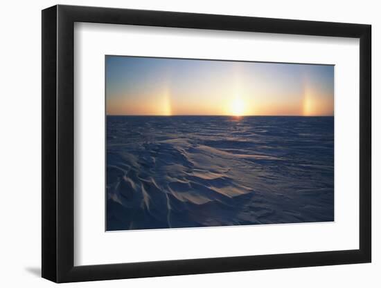 Arctic Coastal Plain, Sundog over Snowy Landscape, Alaska, USA-Hugh Rose-Framed Photographic Print
