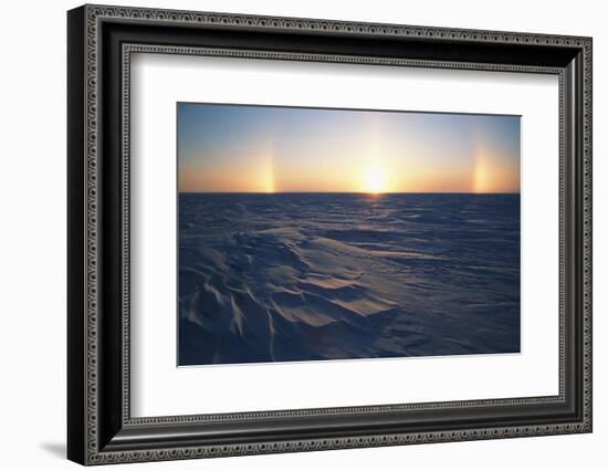 Arctic Coastal Plain, Sundog over Snowy Landscape, Alaska, USA-Hugh Rose-Framed Photographic Print