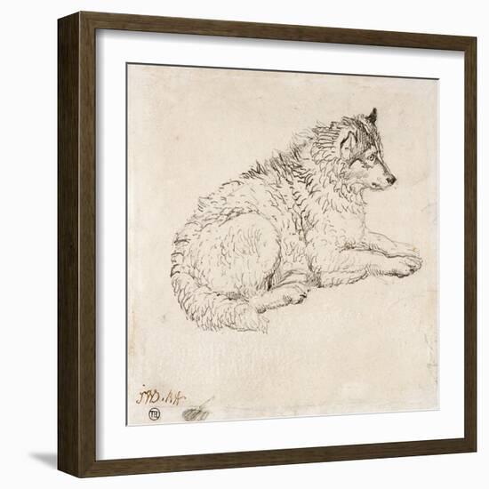 Arctic Dog, Facing Right (Pencil on Paper)-James Ward-Framed Giclee Print