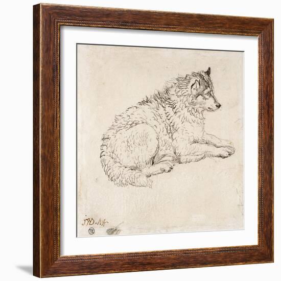 Arctic Dog, Facing Right (Pencil on Paper)-James Ward-Framed Giclee Print