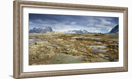 Arctic, Hornsund. Coastal Scenery with Mountains of Sor-Spitsbergen National Park in Distance-David Slater-Framed Photographic Print