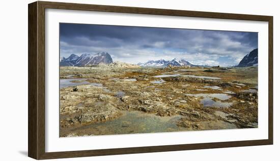 Arctic, Hornsund. Coastal Scenery with Mountains of Sor-Spitsbergen National Park in Distance-David Slater-Framed Photographic Print