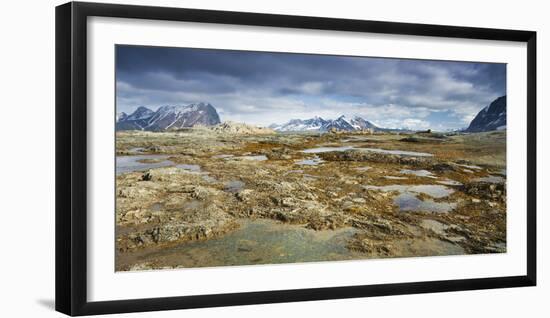 Arctic, Hornsund. Coastal Scenery with Mountains of Sor-Spitsbergen National Park in Distance-David Slater-Framed Photographic Print