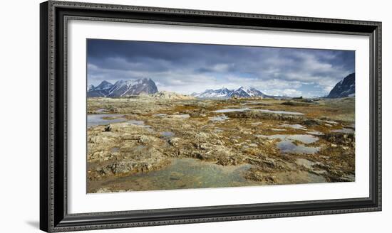 Arctic, Hornsund. Coastal Scenery with Mountains of Sor-Spitsbergen National Park in Distance-David Slater-Framed Photographic Print