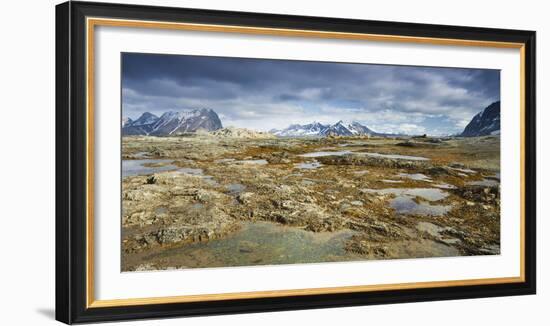 Arctic, Hornsund. Coastal Scenery with Mountains of Sor-Spitsbergen National Park in Distance-David Slater-Framed Photographic Print