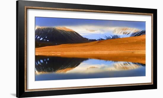 Arctic, Mushamna Bay. the Midnight Sun Spectacularly Lights Up a Beach as Storm Clouds Approach-David Slater-Framed Photographic Print