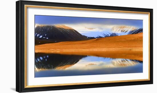 Arctic, Mushamna Bay. the Midnight Sun Spectacularly Lights Up a Beach as Storm Clouds Approach-David Slater-Framed Photographic Print