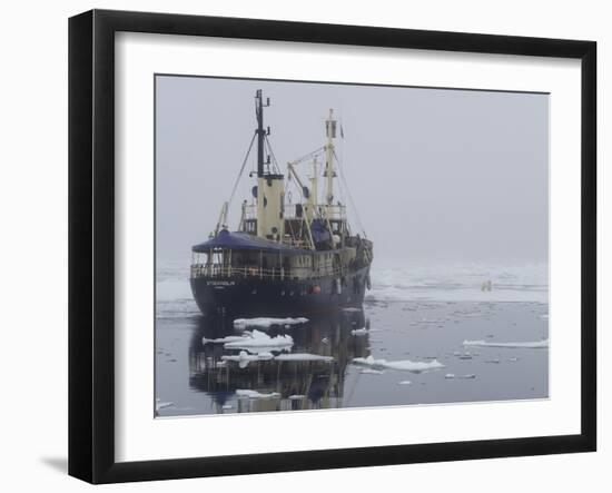 Arctic Ocean, Norway, Svalbard. Ship Asea and Polar Bear-Jaynes Gallery-Framed Photographic Print