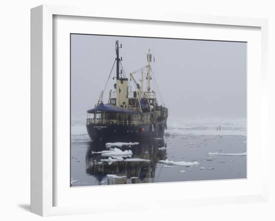 Arctic Ocean, Norway, Svalbard. Ship Asea and Polar Bear-Jaynes Gallery-Framed Photographic Print