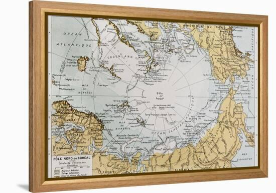 Arctic Old Map. By Paul Vidal De Lablache, Atlas Classique, Librerie Colin, Paris, 1894-marzolino-Framed Stretched Canvas