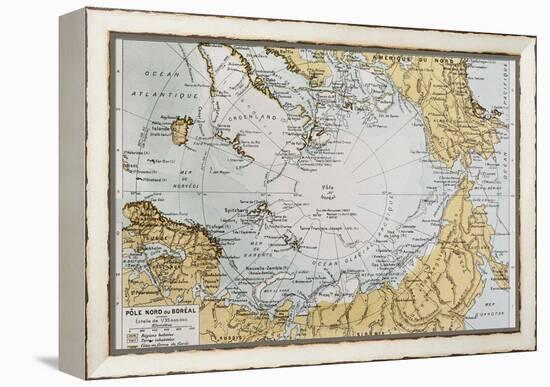 Arctic Old Map. By Paul Vidal De Lablache, Atlas Classique, Librerie Colin, Paris, 1894-marzolino-Framed Stretched Canvas