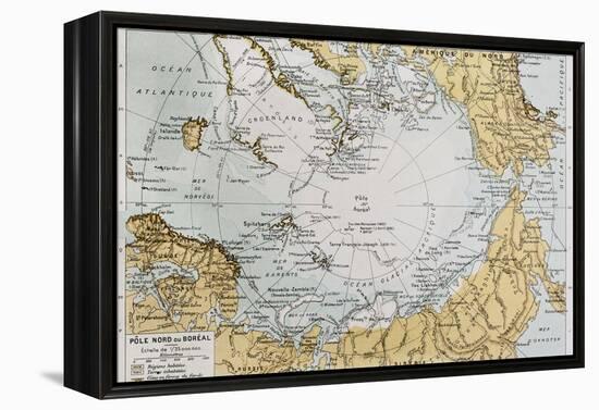 Arctic Old Map. By Paul Vidal De Lablache, Atlas Classique, Librerie Colin, Paris, 1894-marzolino-Framed Stretched Canvas