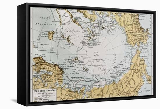 Arctic Old Map. By Paul Vidal De Lablache, Atlas Classique, Librerie Colin, Paris, 1894-marzolino-Framed Stretched Canvas