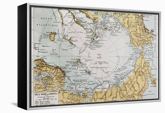 Arctic Old Map. By Paul Vidal De Lablache, Atlas Classique, Librerie Colin, Paris, 1894-marzolino-Framed Stretched Canvas