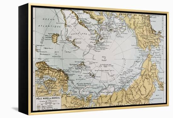 Arctic Old Map. By Paul Vidal De Lablache, Atlas Classique, Librerie Colin, Paris, 1894-marzolino-Framed Stretched Canvas