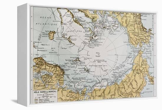 Arctic Old Map. By Paul Vidal De Lablache, Atlas Classique, Librerie Colin, Paris, 1894-marzolino-Framed Stretched Canvas