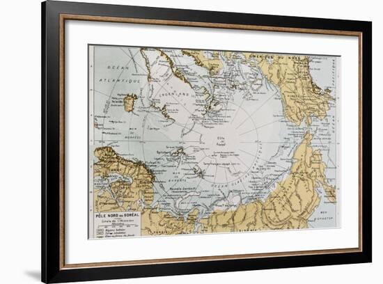 Arctic Old Map. By Paul Vidal De Lablache, Atlas Classique, Librerie Colin, Paris, 1894-marzolino-Framed Premium Giclee Print