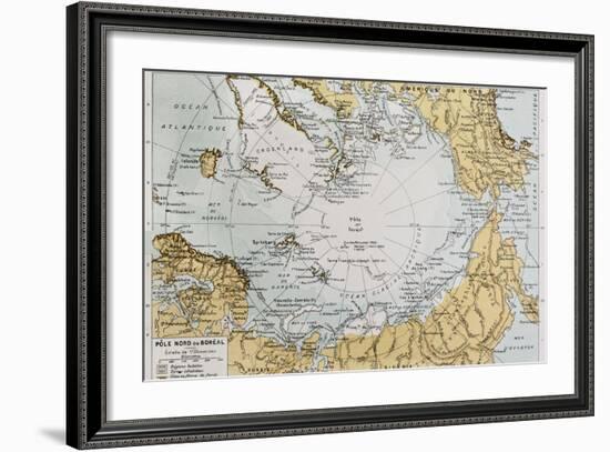 Arctic Old Map. By Paul Vidal De Lablache, Atlas Classique, Librerie Colin, Paris, 1894-marzolino-Framed Art Print