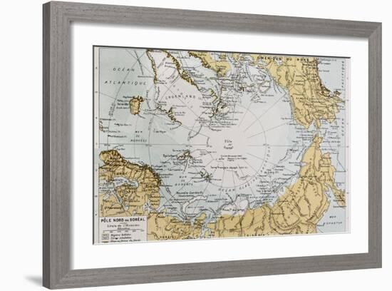 Arctic Old Map. By Paul Vidal De Lablache, Atlas Classique, Librerie Colin, Paris, 1894-marzolino-Framed Art Print