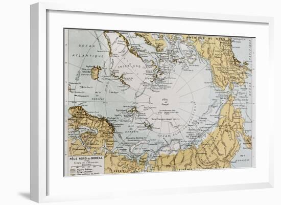 Arctic Old Map. By Paul Vidal De Lablache, Atlas Classique, Librerie Colin, Paris, 1894-marzolino-Framed Art Print