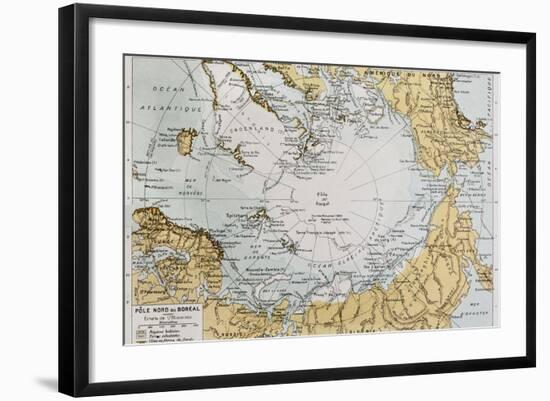 Arctic Old Map. By Paul Vidal De Lablache, Atlas Classique, Librerie Colin, Paris, 1894-marzolino-Framed Art Print