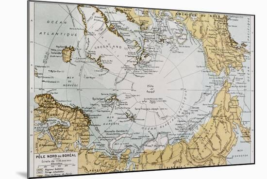 Arctic Old Map. By Paul Vidal De Lablache, Atlas Classique, Librerie Colin, Paris, 1894-marzolino-Mounted Art Print
