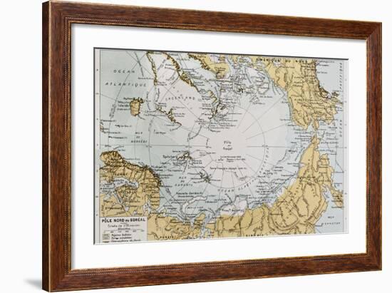 Arctic Old Map. By Paul Vidal De Lablache, Atlas Classique, Librerie Colin, Paris, 1894-marzolino-Framed Art Print