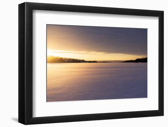 Arctic sunrise over the frozen landscape covered with snow in winter, Harads, Lapland, Sweden-Roberto Moiola-Framed Photographic Print