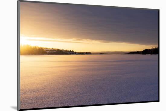 Arctic sunrise over the frozen landscape covered with snow in winter, Harads, Lapland, Sweden-Roberto Moiola-Mounted Photographic Print