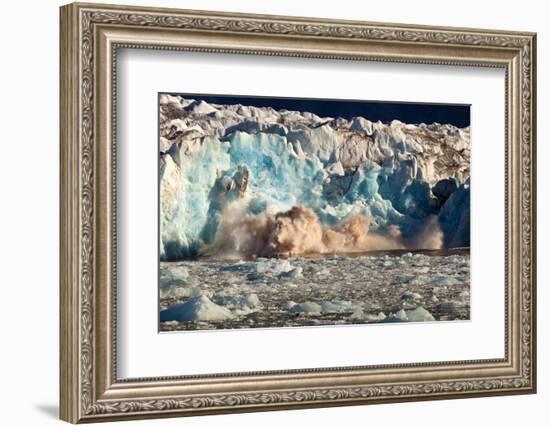 Arctic, Svalbard. 20M High Turquoise Glacier Calving into the Sea-David Slater-Framed Photographic Print