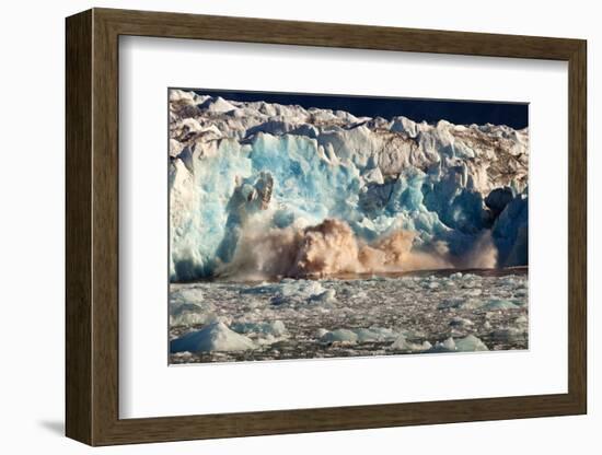 Arctic, Svalbard. 20M High Turquoise Glacier Calving into the Sea-David Slater-Framed Photographic Print