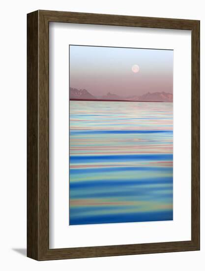 Arctic, Svalbard, Longsfjorden. Moonrise at Midnight-David Slater-Framed Photographic Print