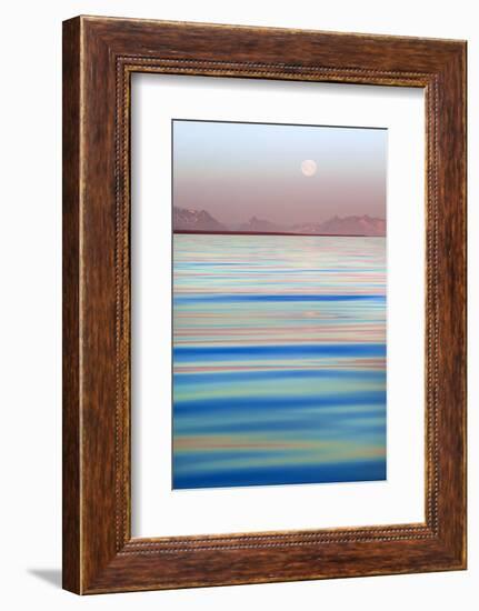 Arctic, Svalbard, Longsfjorden. Moonrise at Midnight-David Slater-Framed Photographic Print