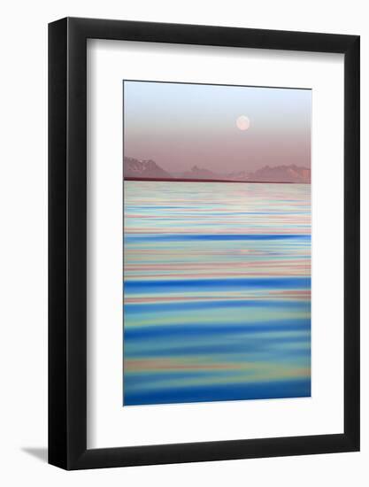 Arctic, Svalbard, Longsfjorden. Moonrise at Midnight-David Slater-Framed Photographic Print