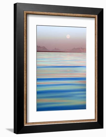 Arctic, Svalbard, Longsfjorden. Moonrise at Midnight-David Slater-Framed Photographic Print