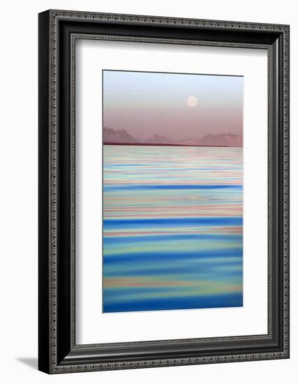 Arctic, Svalbard, Longsfjorden. Moonrise at Midnight-David Slater-Framed Photographic Print