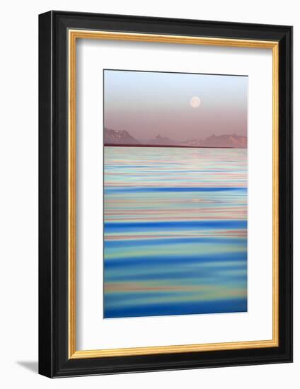 Arctic, Svalbard, Longsfjorden. Moonrise at Midnight-David Slater-Framed Photographic Print