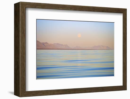 Arctic, Svalbard, Longsfjorden. Moonrise Rises Above Dust at Midnight-David Slater-Framed Photographic Print