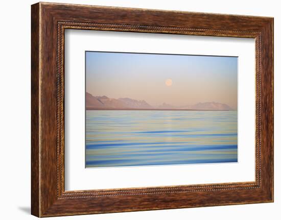 Arctic, Svalbard, Longsfjorden. Moonrise Rises Above Dust at Midnight-David Slater-Framed Photographic Print