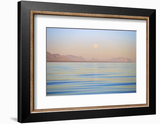 Arctic, Svalbard, Longsfjorden. Moonrise Rises Above Dust at Midnight-David Slater-Framed Photographic Print