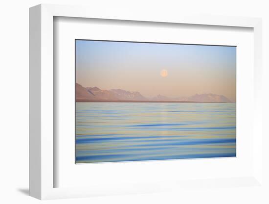 Arctic, Svalbard, Longsfjorden. Moonrise Rises Above Dust at Midnight-David Slater-Framed Photographic Print