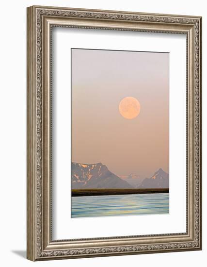 Arctic, Svalbard, Longsfjorden. Moonrise Rises Through Dust at Midnight-David Slater-Framed Photographic Print