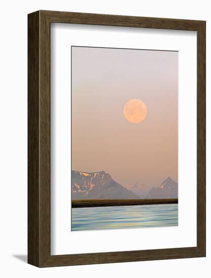 Arctic, Svalbard, Longsfjorden. Moonrise Rises Through Dust at Midnight-David Slater-Framed Photographic Print